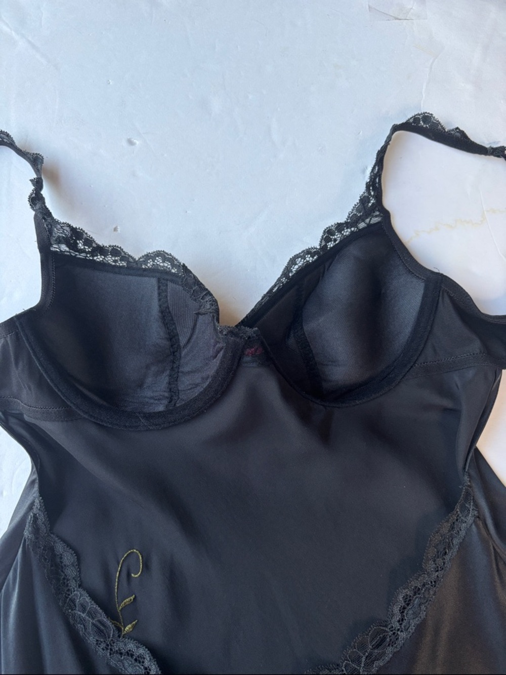 NEW Vintage Victoria's Secret Black Silk Chemise Rose Slip Mini Dress Y2K Sexy - Picture 16 of 17
